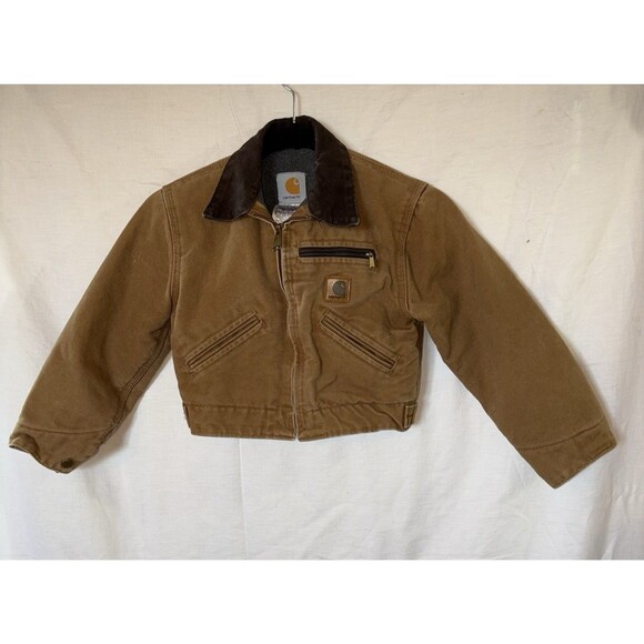 Carhartt Boys Classic Brown Duck Canvas Full-Zip Jacket Size X-Small Made in USA - Picture 1 of 5